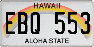 HI license plate EBQ553