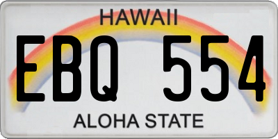 HI license plate EBQ554