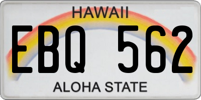 HI license plate EBQ562