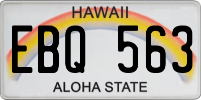 HI license plate EBQ563