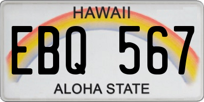 HI license plate EBQ567