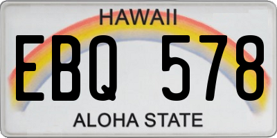 HI license plate EBQ578