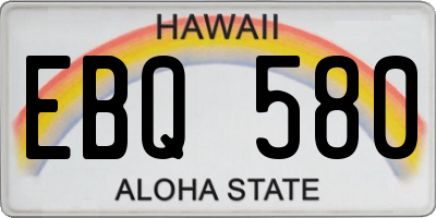 HI license plate EBQ580