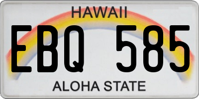 HI license plate EBQ585