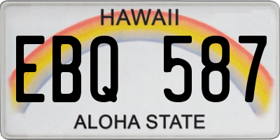HI license plate EBQ587