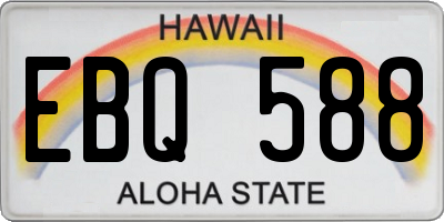 HI license plate EBQ588