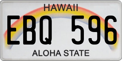 HI license plate EBQ596