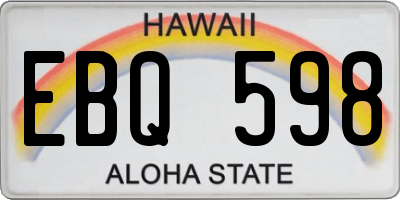 HI license plate EBQ598