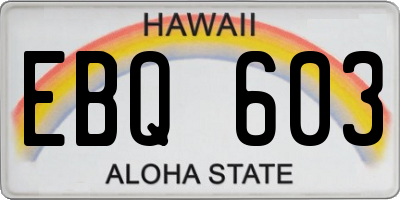 HI license plate EBQ603