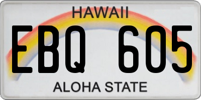 HI license plate EBQ605