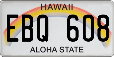 HI license plate EBQ608