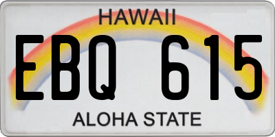HI license plate EBQ615