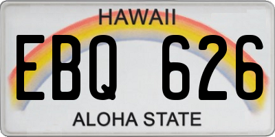 HI license plate EBQ626