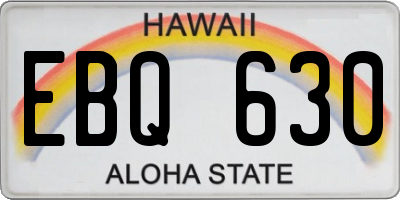 HI license plate EBQ630