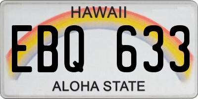 HI license plate EBQ633