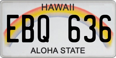 HI license plate EBQ636