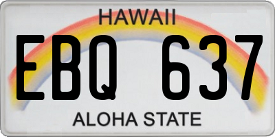 HI license plate EBQ637