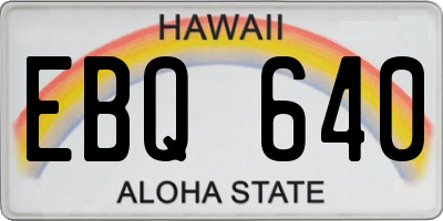 HI license plate EBQ640