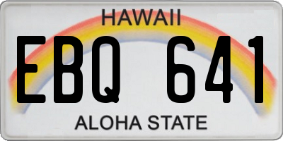 HI license plate EBQ641