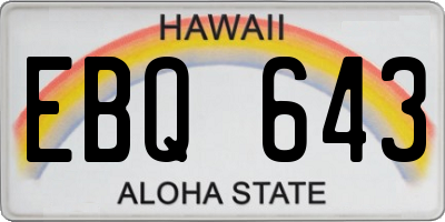 HI license plate EBQ643