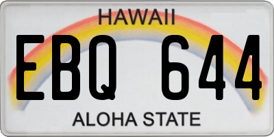 HI license plate EBQ644