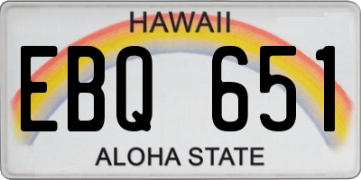HI license plate EBQ651
