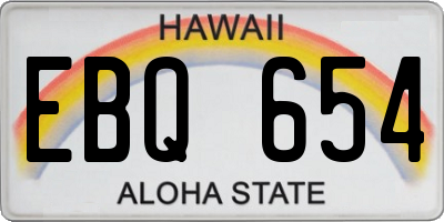 HI license plate EBQ654