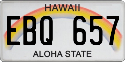 HI license plate EBQ657
