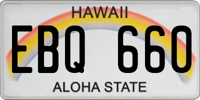 HI license plate EBQ660