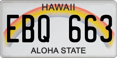 HI license plate EBQ663