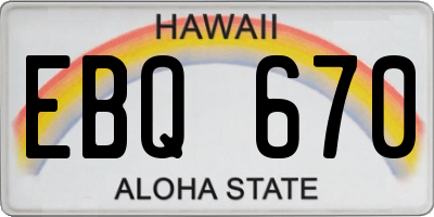 HI license plate EBQ670
