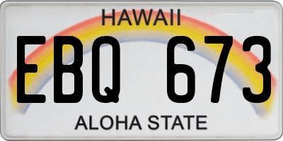 HI license plate EBQ673