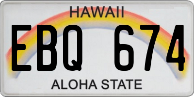 HI license plate EBQ674