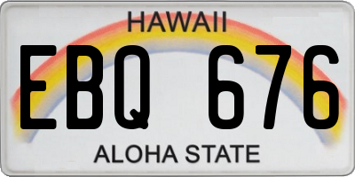 HI license plate EBQ676