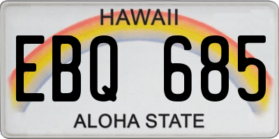 HI license plate EBQ685
