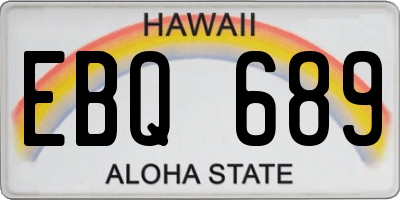 HI license plate EBQ689
