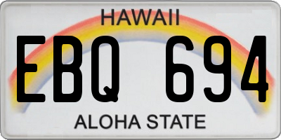 HI license plate EBQ694