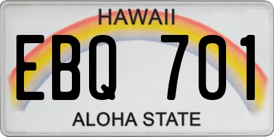 HI license plate EBQ701