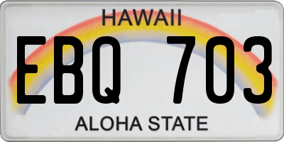 HI license plate EBQ703