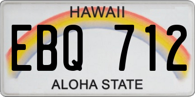 HI license plate EBQ712