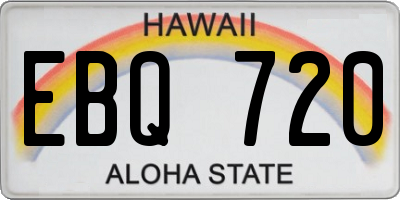 HI license plate EBQ720