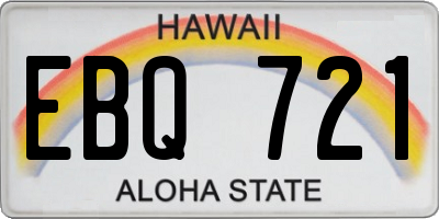 HI license plate EBQ721