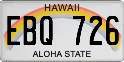 HI license plate EBQ726