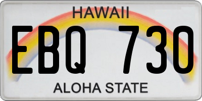 HI license plate EBQ730