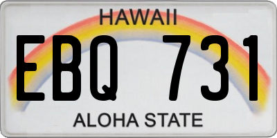 HI license plate EBQ731