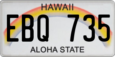 HI license plate EBQ735