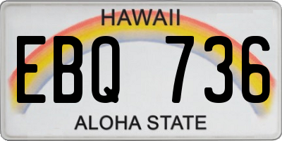 HI license plate EBQ736