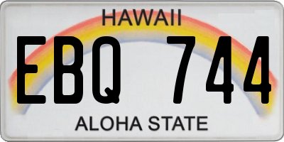 HI license plate EBQ744