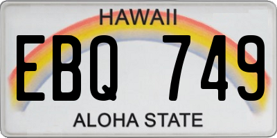 HI license plate EBQ749