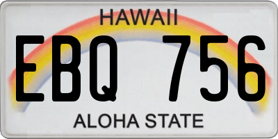 HI license plate EBQ756